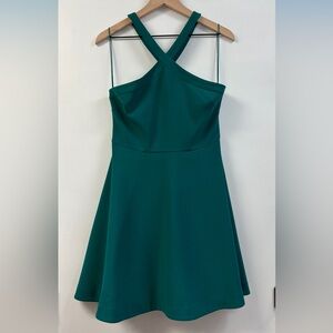 Likely Teal Green Halter Neck A-Line Dress